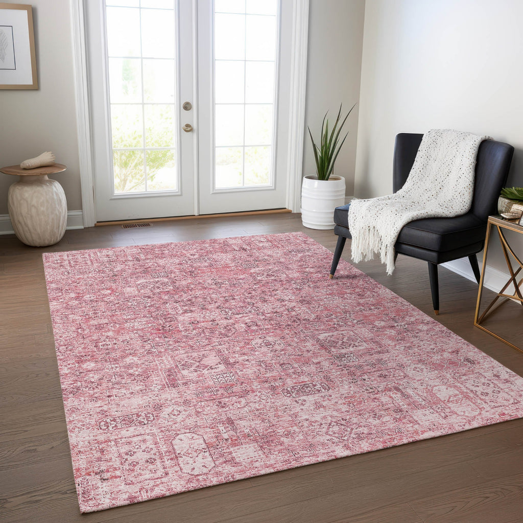 Piper Looms Chantille Panel ACN611 Pink Area Rug Lifestyle Image Feature