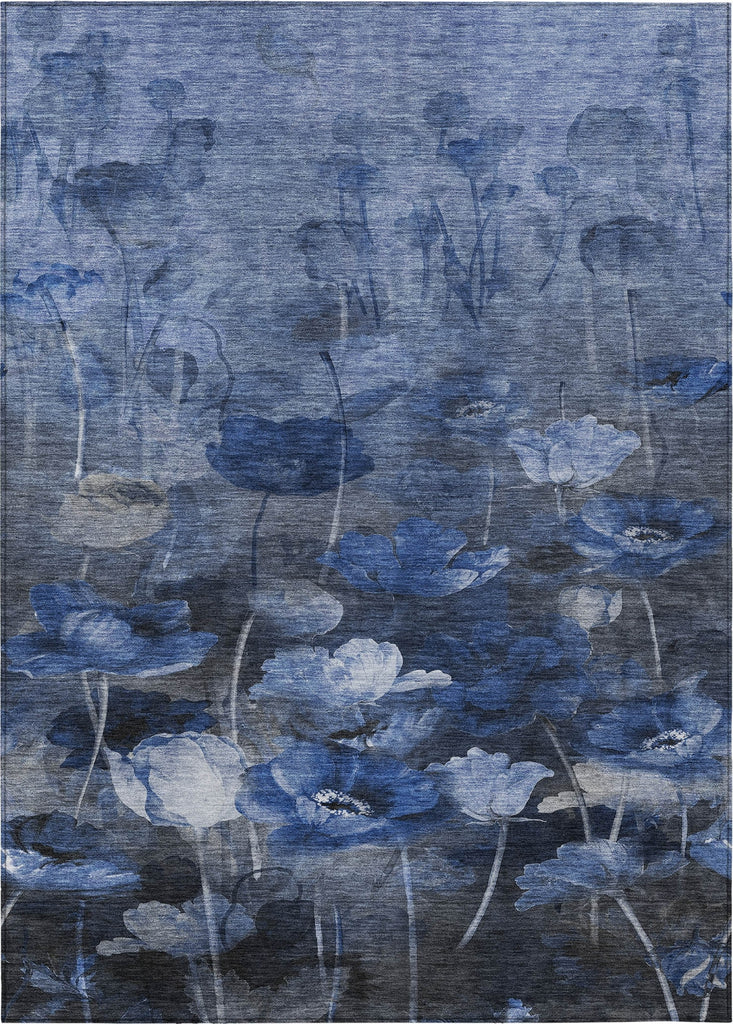 Piper Looms Chantille Floral ACN613 Blue Area Rug