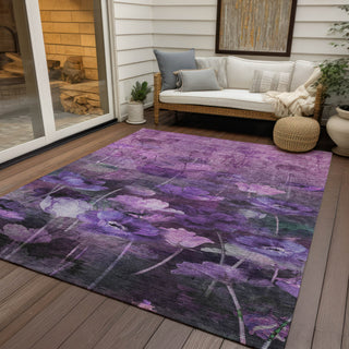 Piper Looms Chantille Floral ACN613 Purple Area Rug