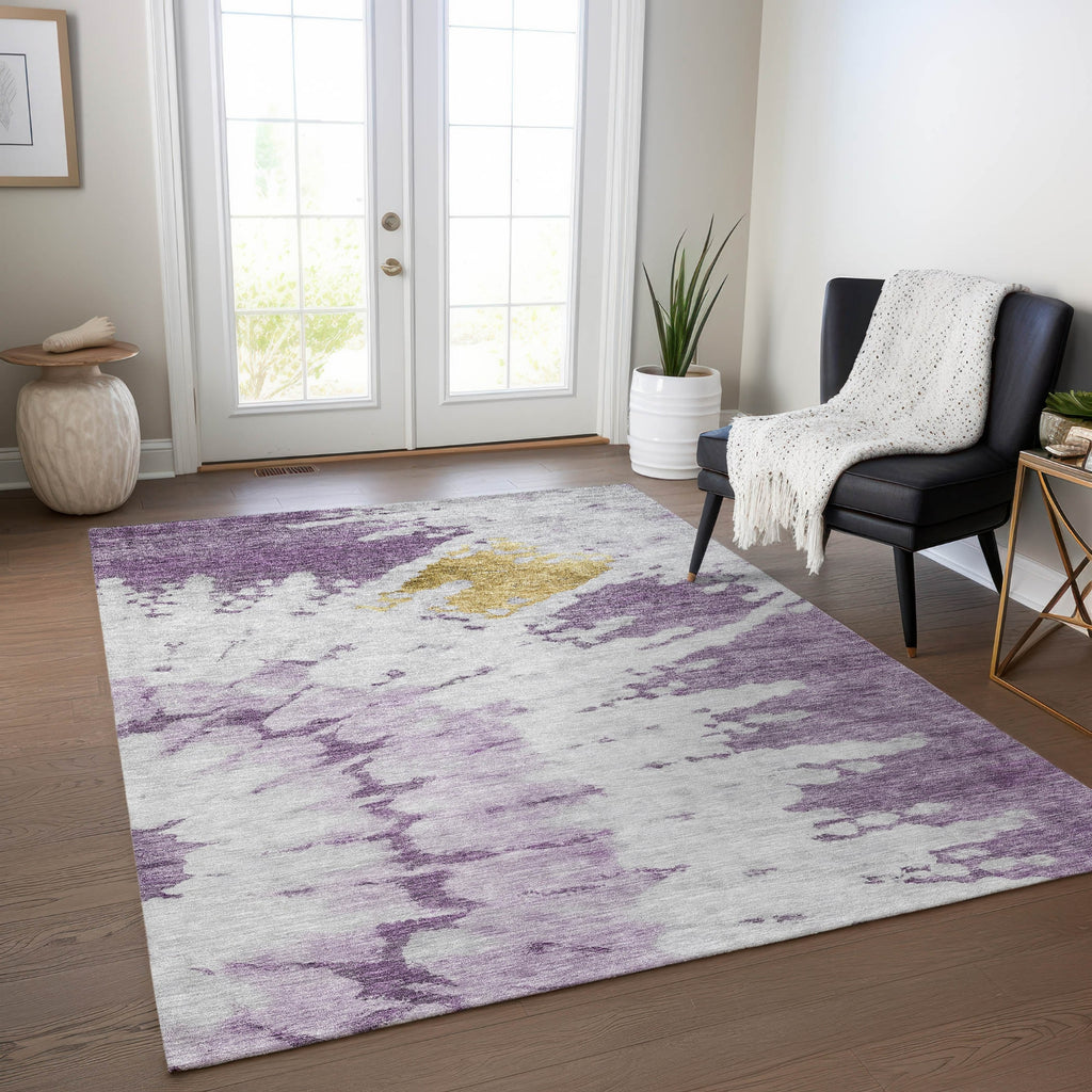 Piper Looms Chantille Spiral ACN614 Purple Area Rug Lifestyle Image Feature
