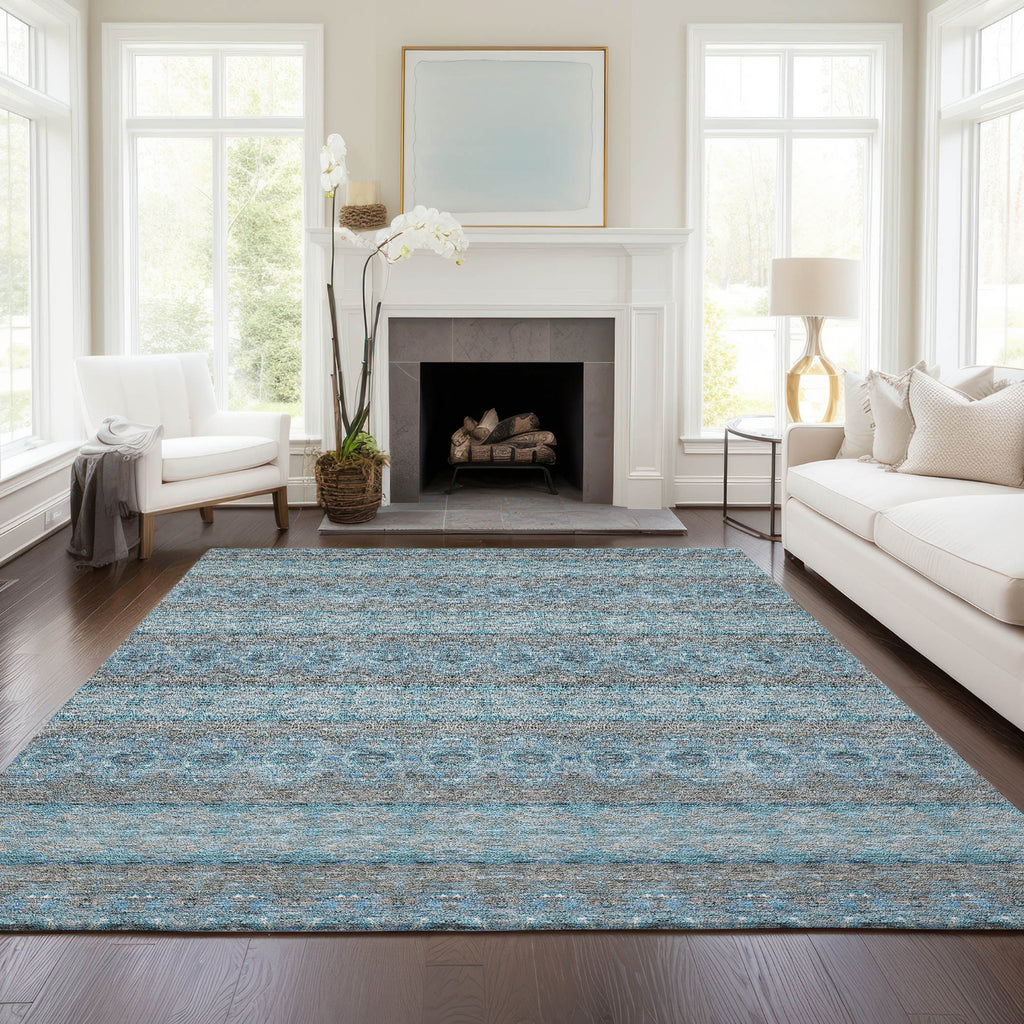 Piper Looms Chantille Bohemian ACN615 Teal Area Rug Lifestyle Image Feature