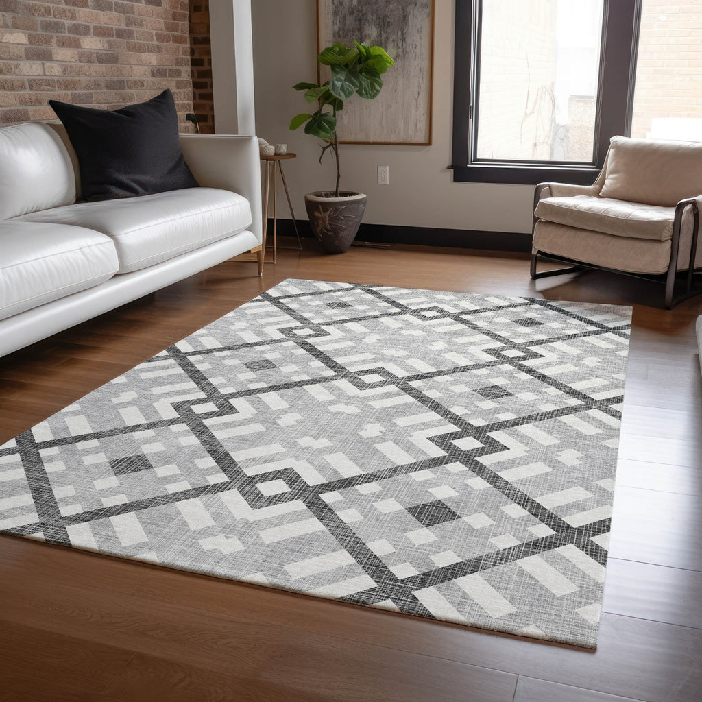 Piper Looms Chantille Geometric ACN616 Gray Area Rug Lifestyle Image Feature