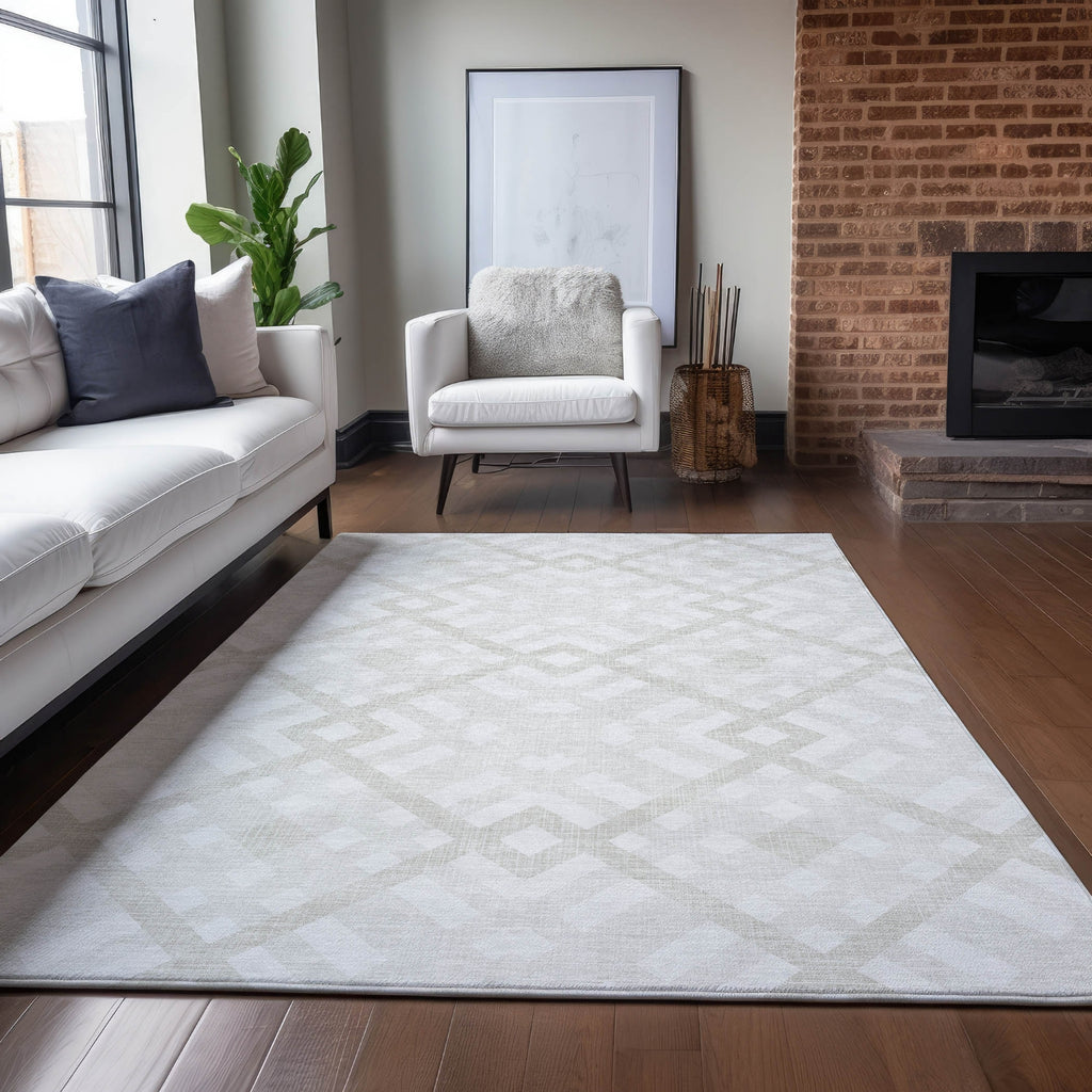 Piper Looms Chantille Geometric ACN616 Ivory Area Rug Lifestyle Image Feature