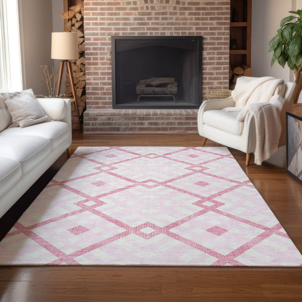 Piper Looms Chantille Geometric ACN616 Pink Area Rug Lifestyle Image Feature