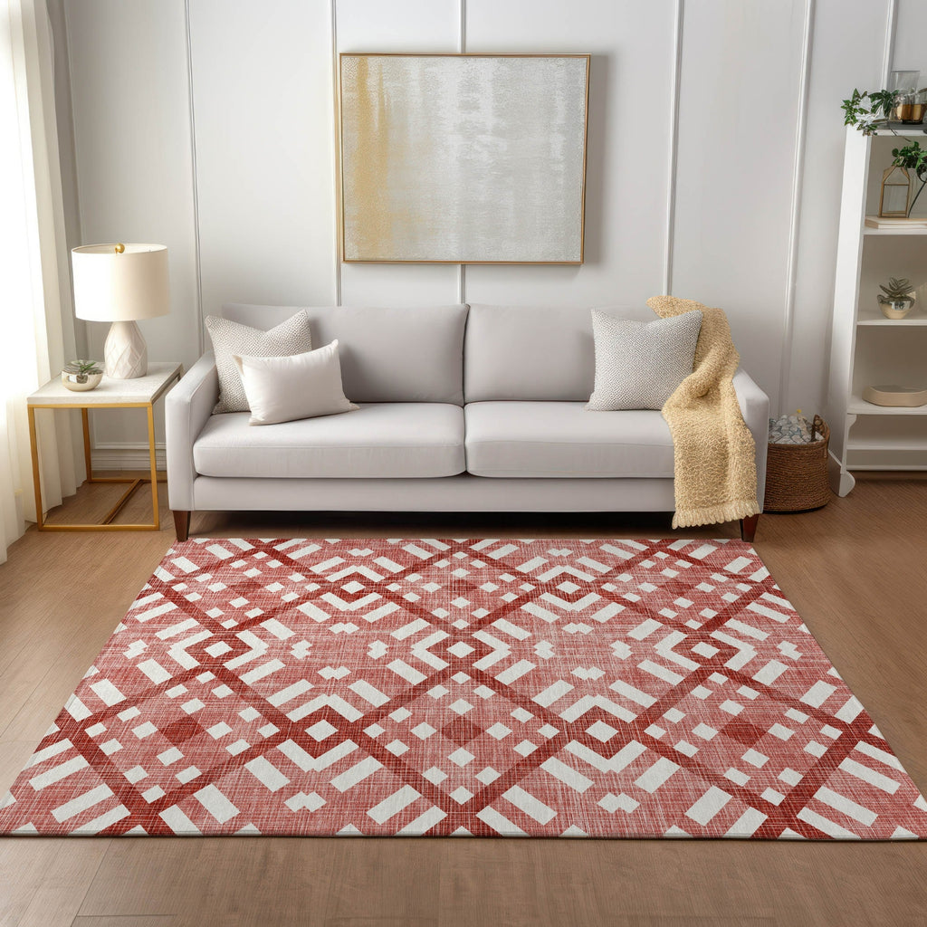 Piper Looms Chantille Geometric ACN616 Red Area Rug Lifestyle Image Feature