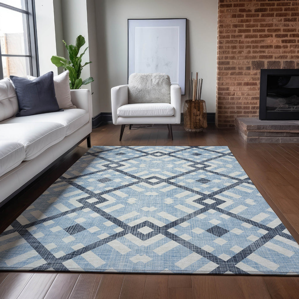 Piper Looms Chantille Geometric ACN616 Sky Area Rug Lifestyle Image Feature