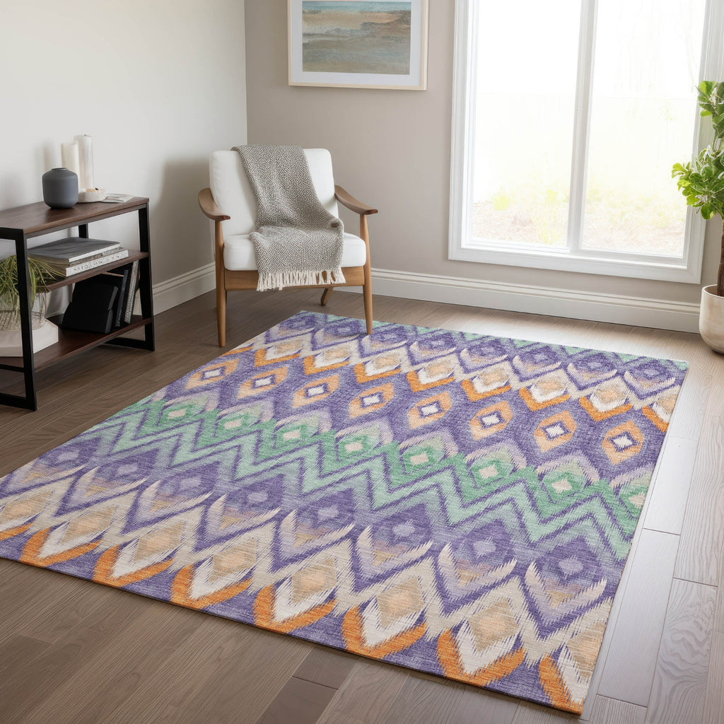 Piper Looms Chantille Southwest ACN617 Purple Area Rug Lifestyle Image Feature