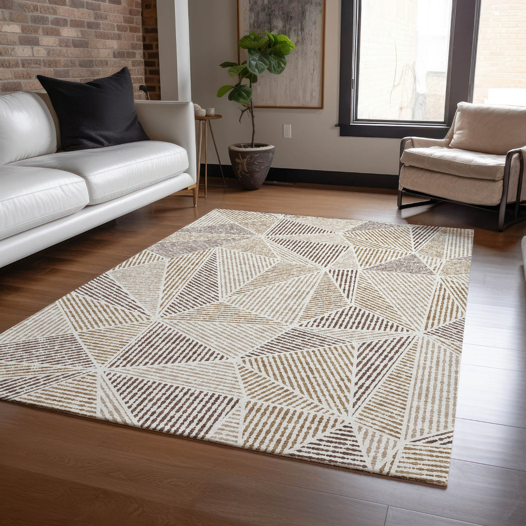 Piper Looms Chantille Geometric ACN618 Brown Area Rug Lifestyle Image Feature