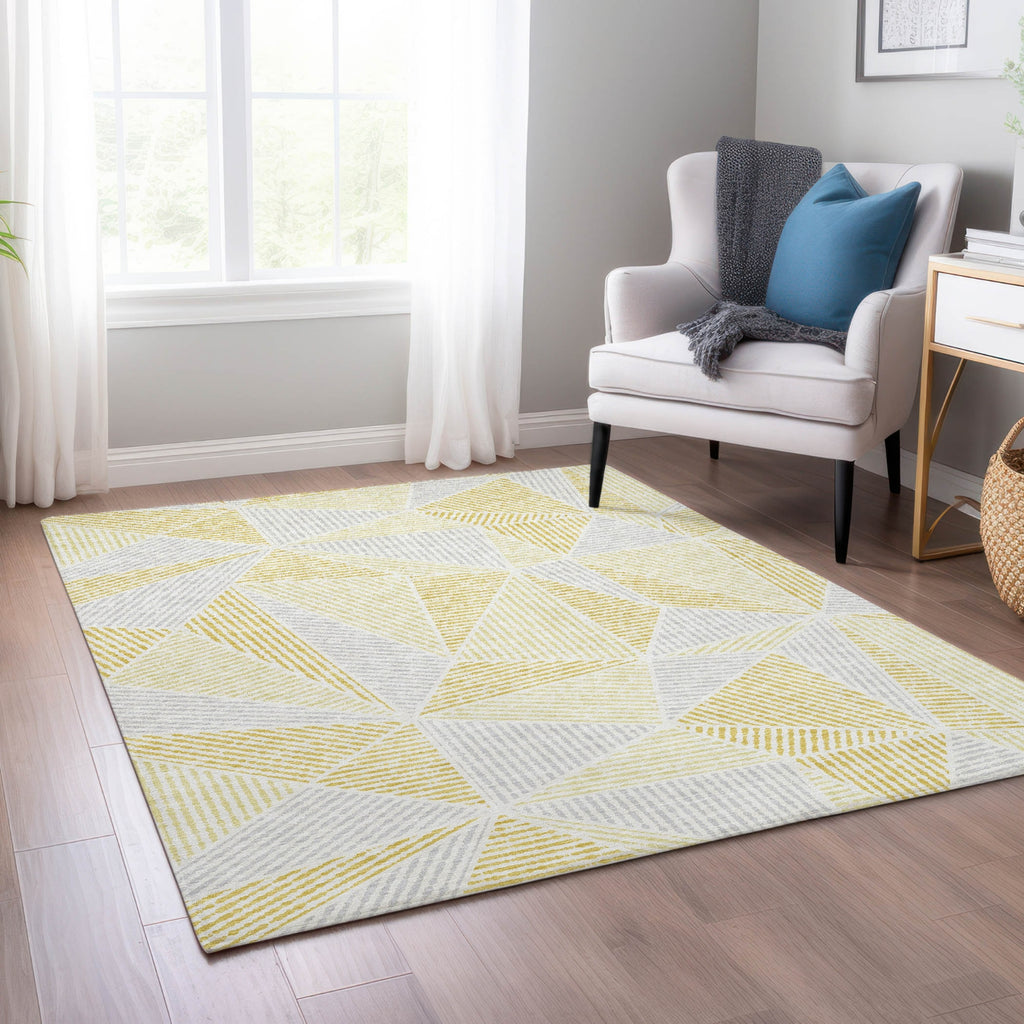 Piper Looms Chantille Geometric ACN618 Gold Area Rug Lifestyle Image Feature