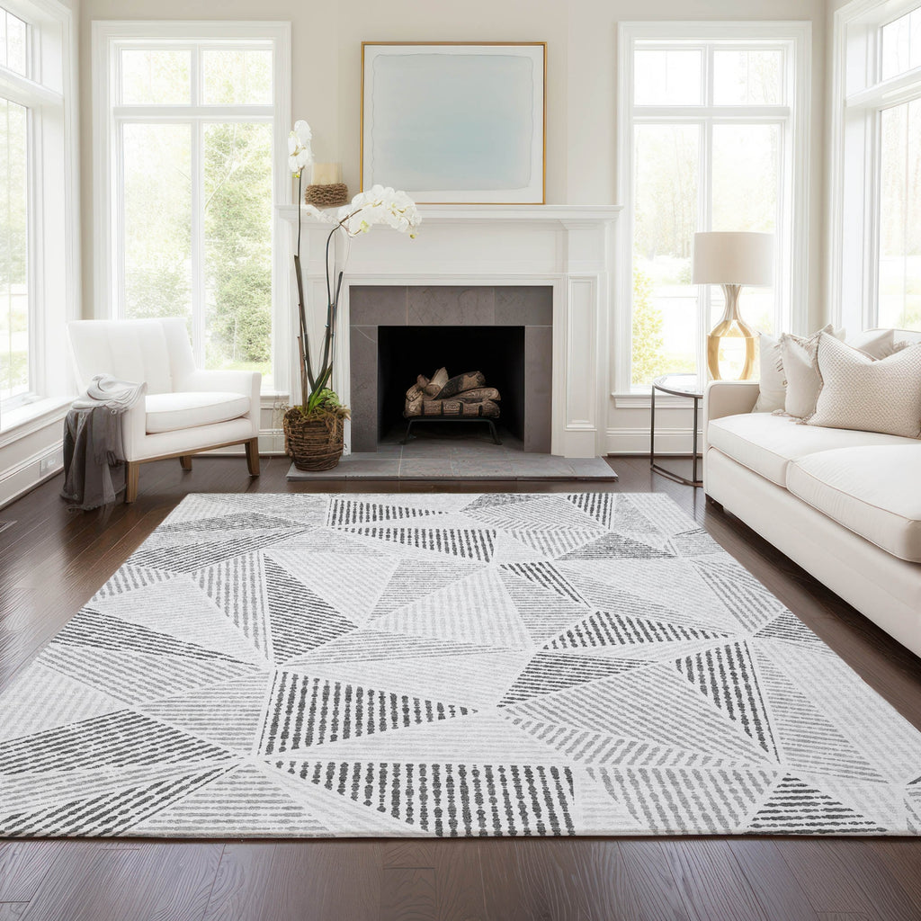 Piper Looms Chantille Geometric ACN618 Gray Area Rug Lifestyle Image Feature
