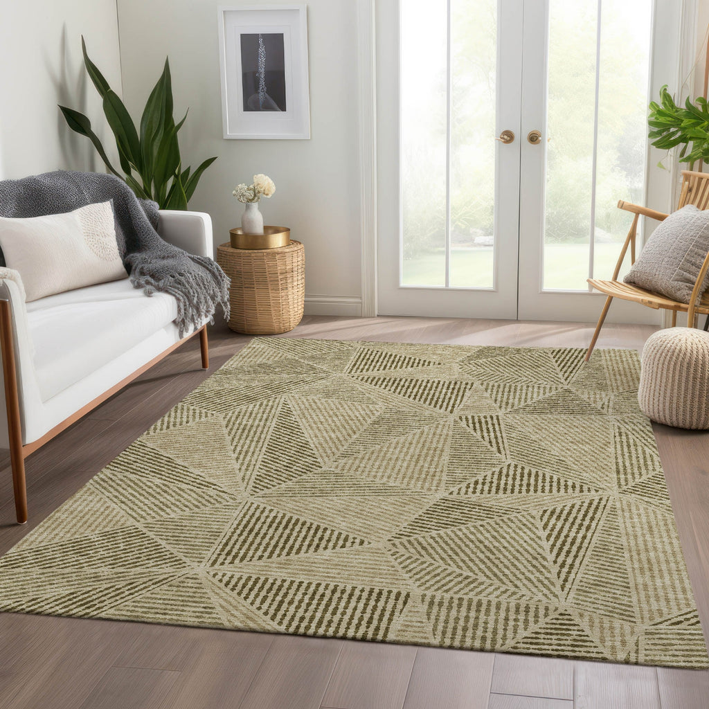 Piper Looms Chantille Geometric ACN618 Khaki Area Rug Lifestyle Image Feature