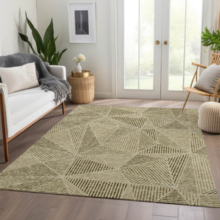 Piper Looms Chantille Geometric ACN618 Khaki Area Rug Lifestyle Image Feature