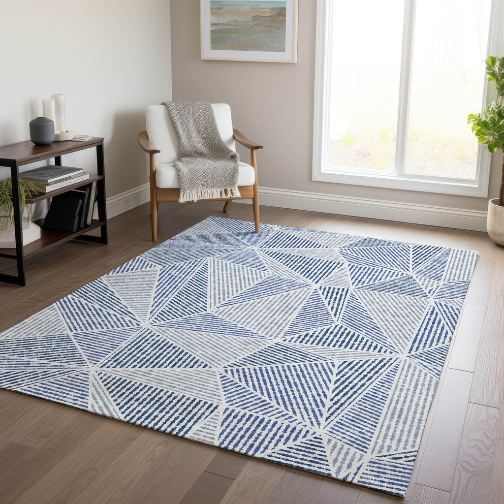 Piper Looms Chantille Geometric ACN618 Navy Area Rug Lifestyle Image Feature