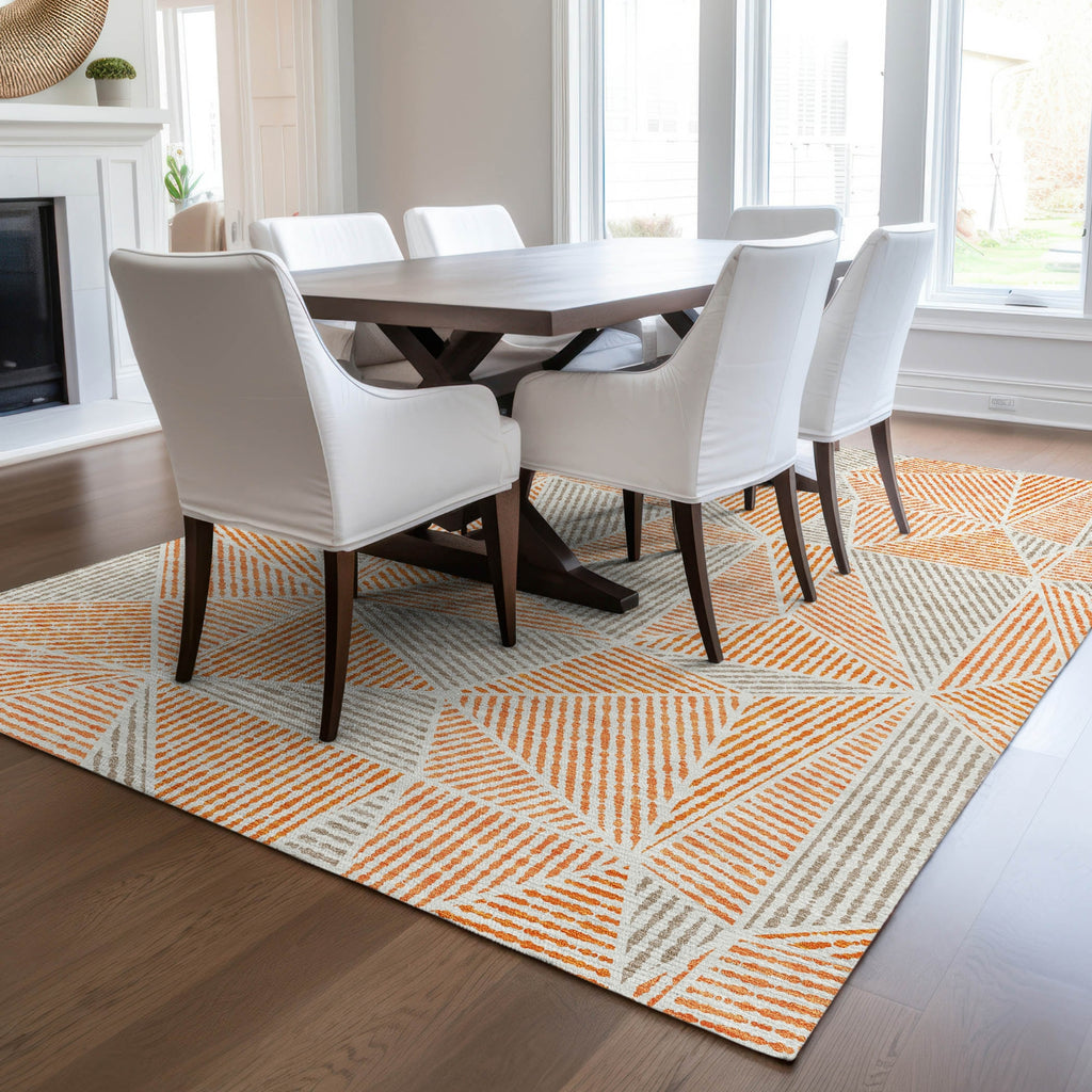 Piper Looms Chantille Geometric ACN618 Orange Area Rug Lifestyle Image Feature