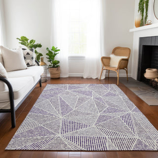 Piper Looms Chantille Geometric ACN618 Purple Area Rug