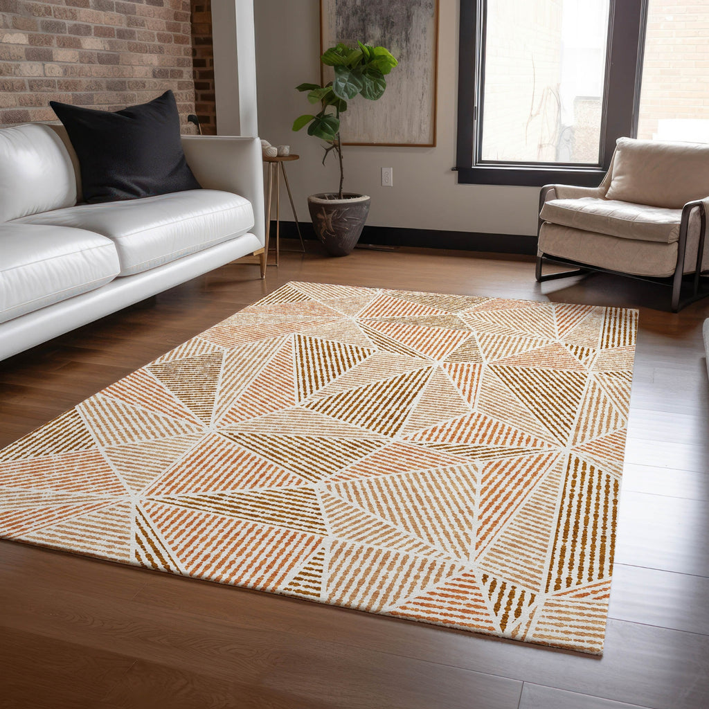 Piper Looms Chantille Geometric ACN618 Terracotta Area Rug Lifestyle Image Feature