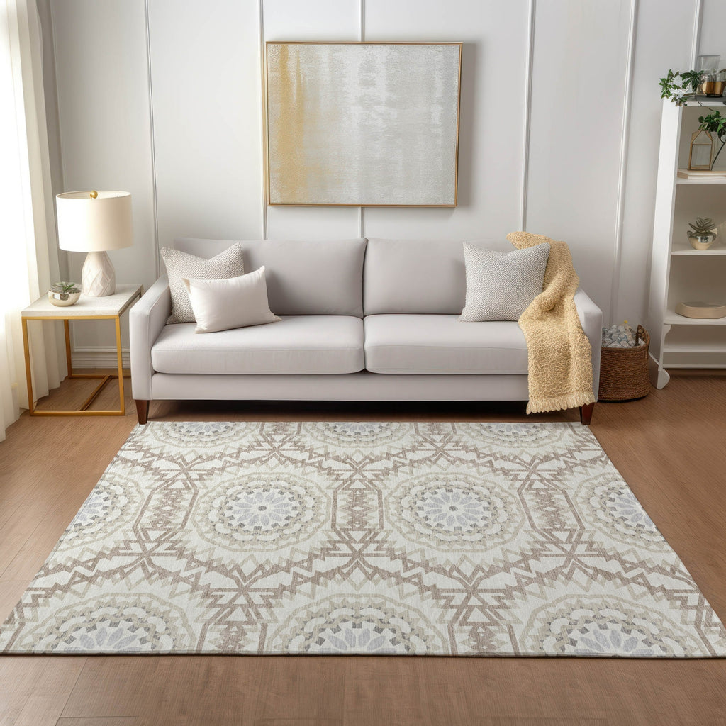 Piper Looms Chantille Circles ACN619 Ivory Area Rug Lifestyle Image Feature