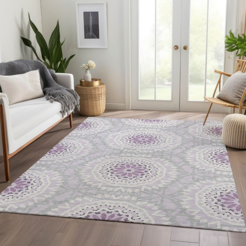 Piper Looms Chantille Circles ACN619 Lilac Area Rug Lifestyle Image Feature