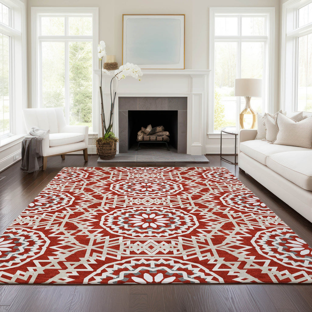 Piper Looms Chantille Circles ACN619 Red Area Rug Lifestyle Image Feature