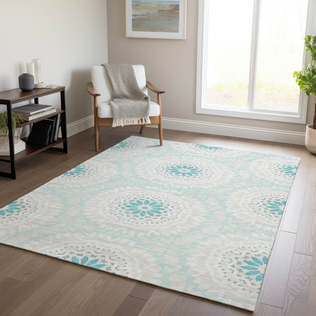 Piper Looms Chantille Circles ACN619 Teal Area Rug Lifestyle Image Feature