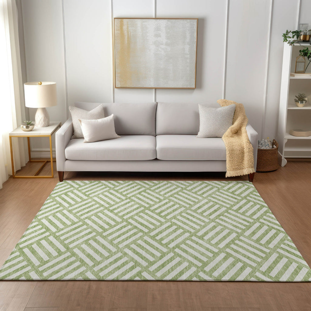 Piper Looms Chantille Squares ACN620 Aloe Area Rug Lifestyle Image Feature
