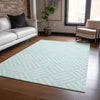 Piper Looms Chantille Squares ACN620 Aqua Area Rug Lifestyle Image Feature