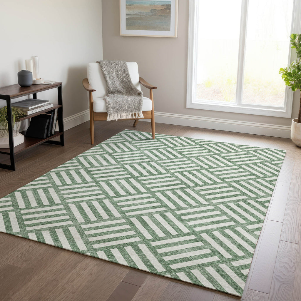 Piper Looms Chantille Squares ACN620 Green Area Rug Lifestyle Image Feature
