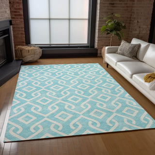 Piper Looms Chantille Geometric ACN621 Aqua Area Rug