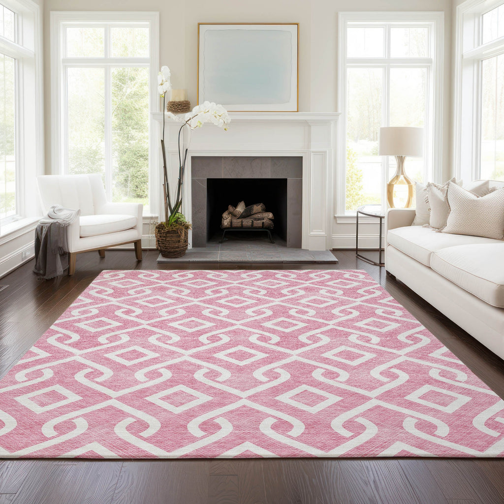 Piper Looms Chantille Geometric ACN621 Blush Area Rug Lifestyle Image Feature