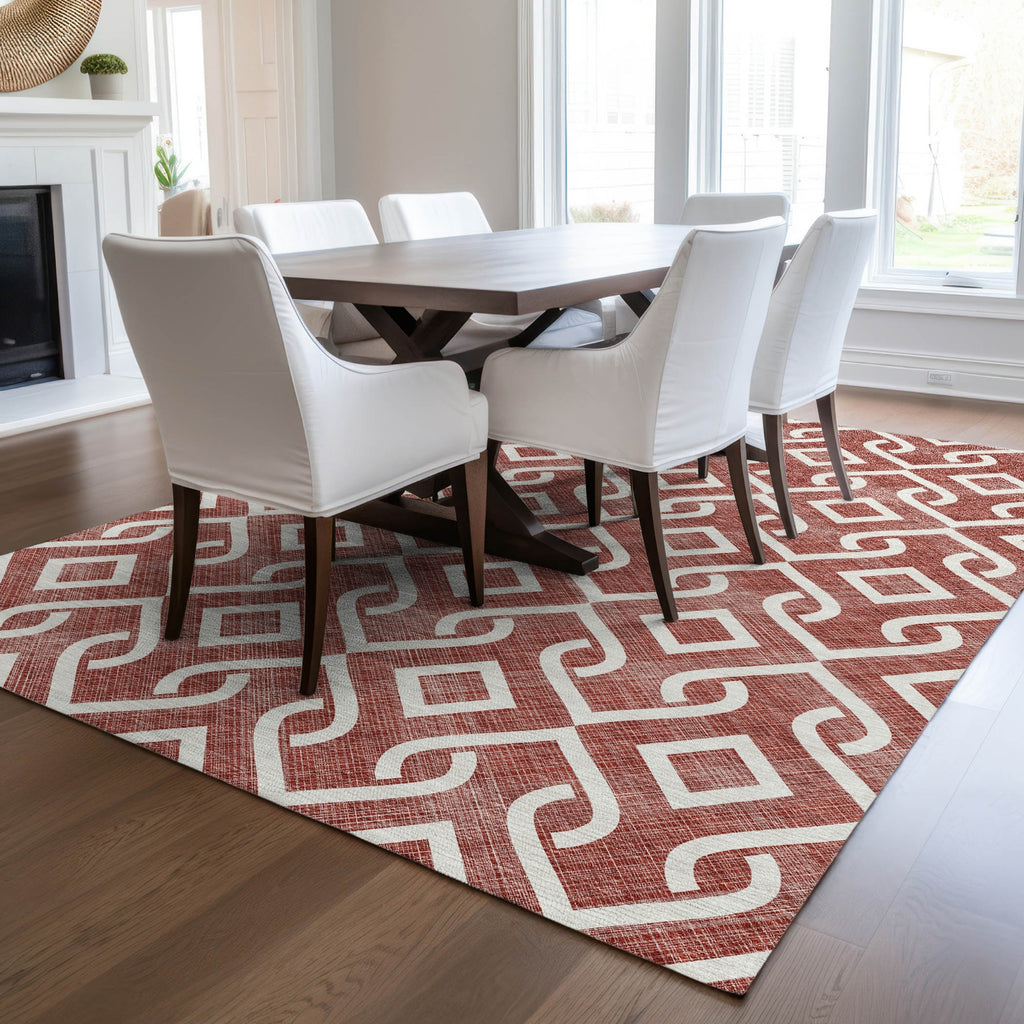Piper Looms Chantille Geometric ACN621 Burgundy Area Rug Lifestyle Image Feature