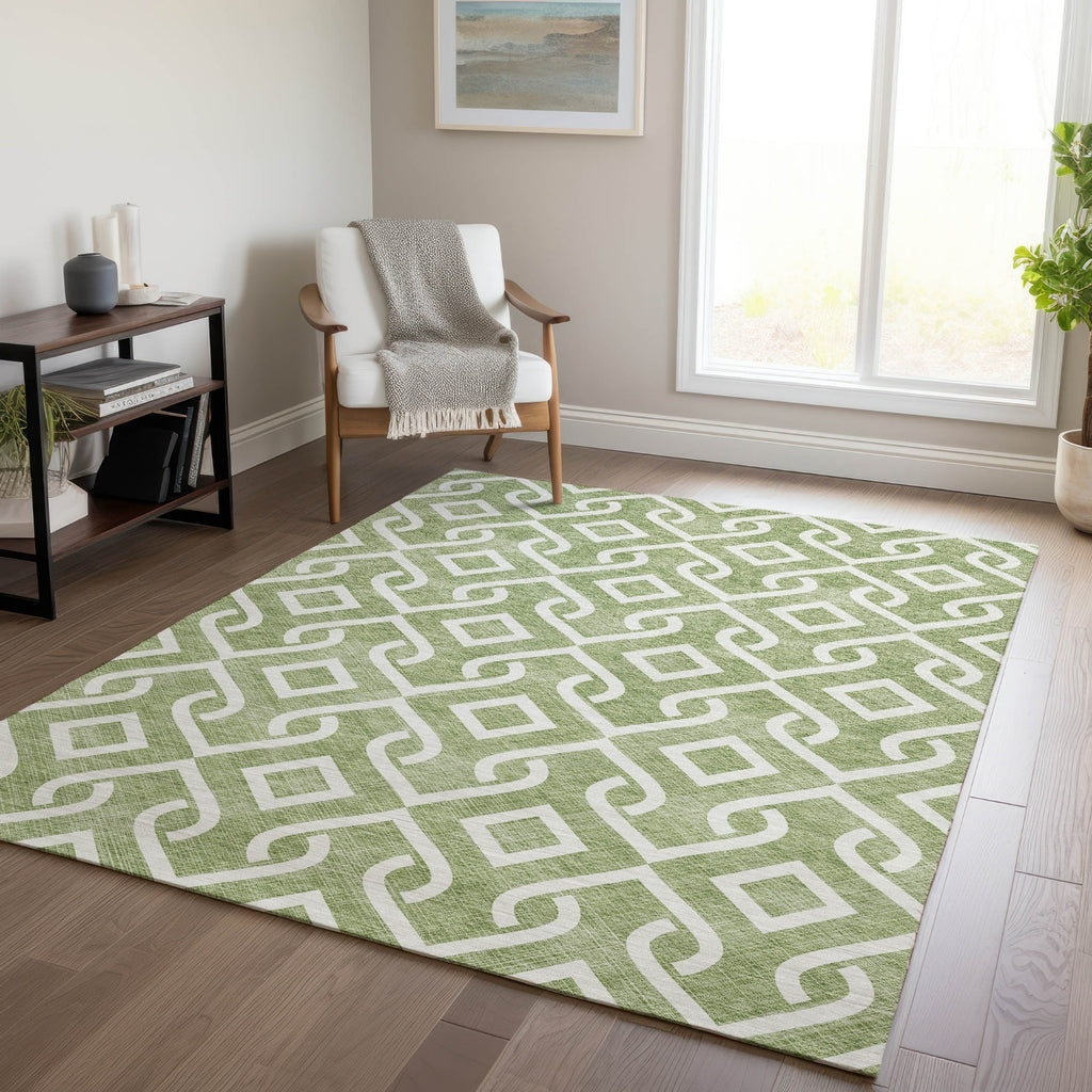 Piper Looms Chantille Geometric ACN621 Green Area Rug Lifestyle Image Feature