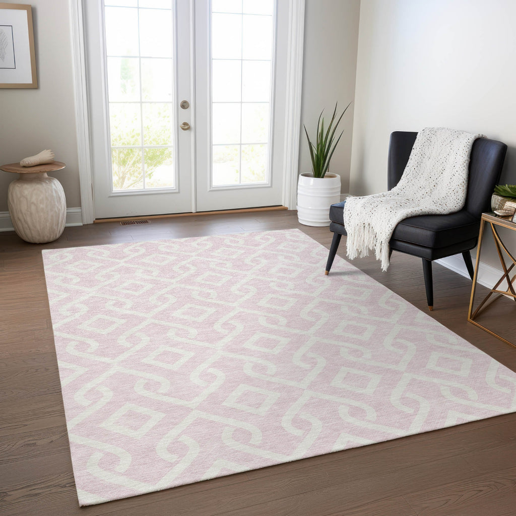 Piper Looms Chantille Geometric ACN621 Pink Area Rug Lifestyle Image Feature