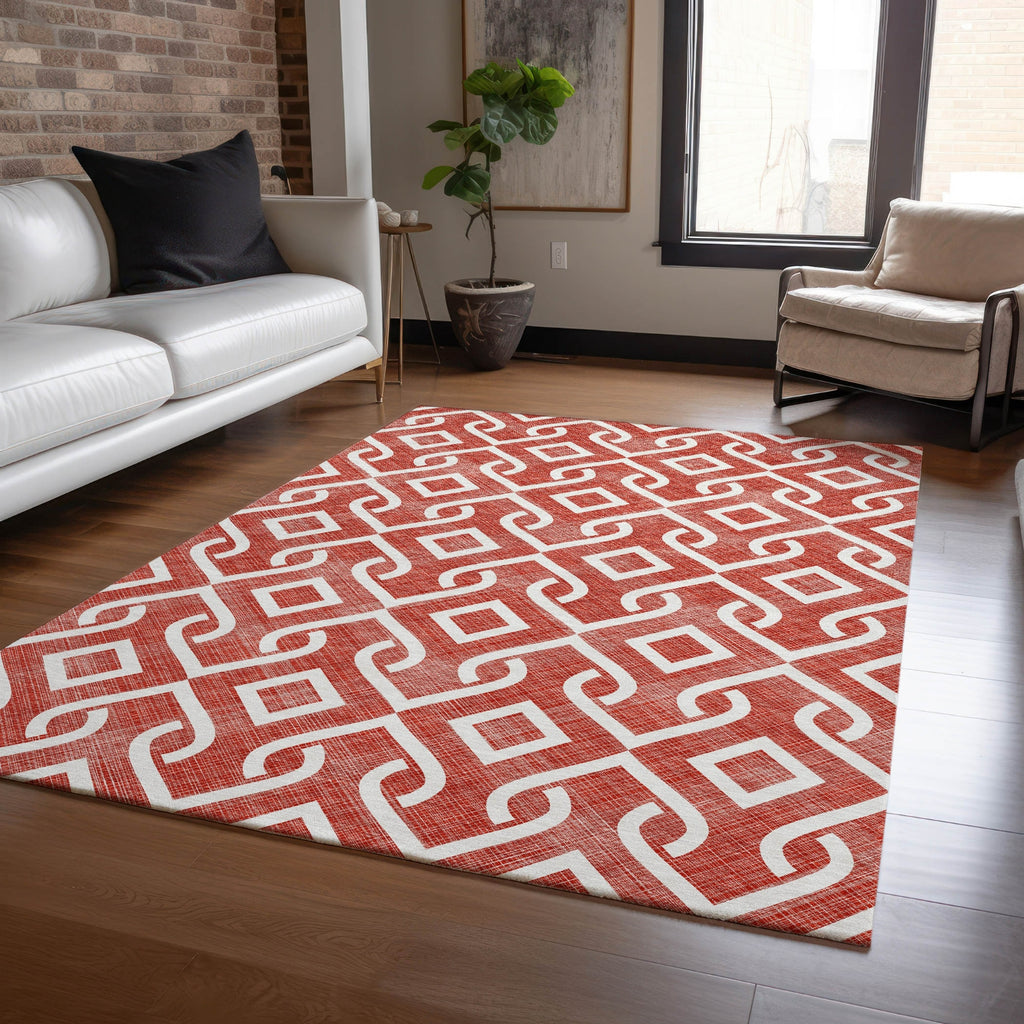 Piper Looms Chantille Geometric ACN621 Red Area Rug Lifestyle Image Feature