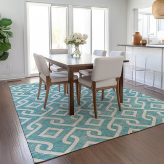 Piper Looms Chantille Geometric ACN621 Teal Area Rug