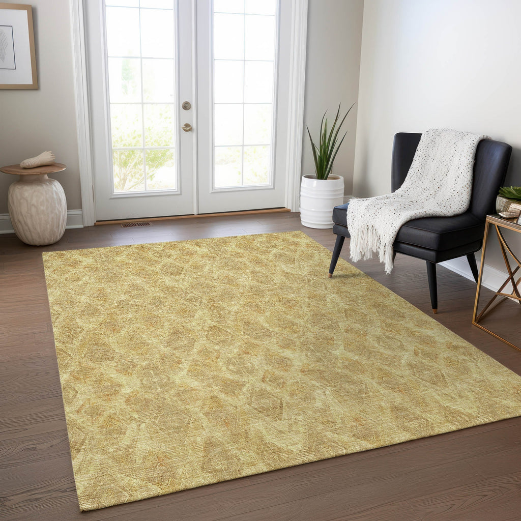 Piper Looms Chantille Diamond ACN622 Gold Area Rug Lifestyle Image Feature