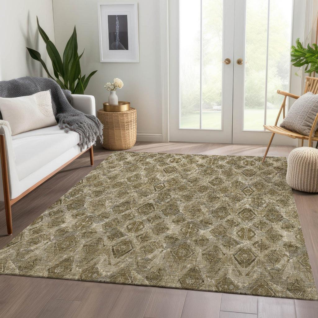Piper Looms Chantille Diamond ACN622 Mocha Area Rug Lifestyle Image Feature