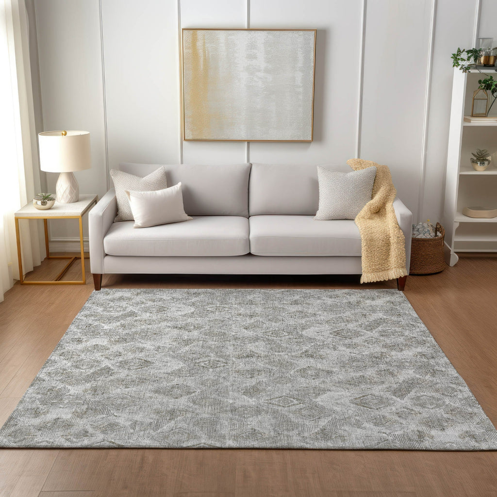 Piper Looms Chantille Diamond ACN622 Silver Area Rug Lifestyle Image Feature