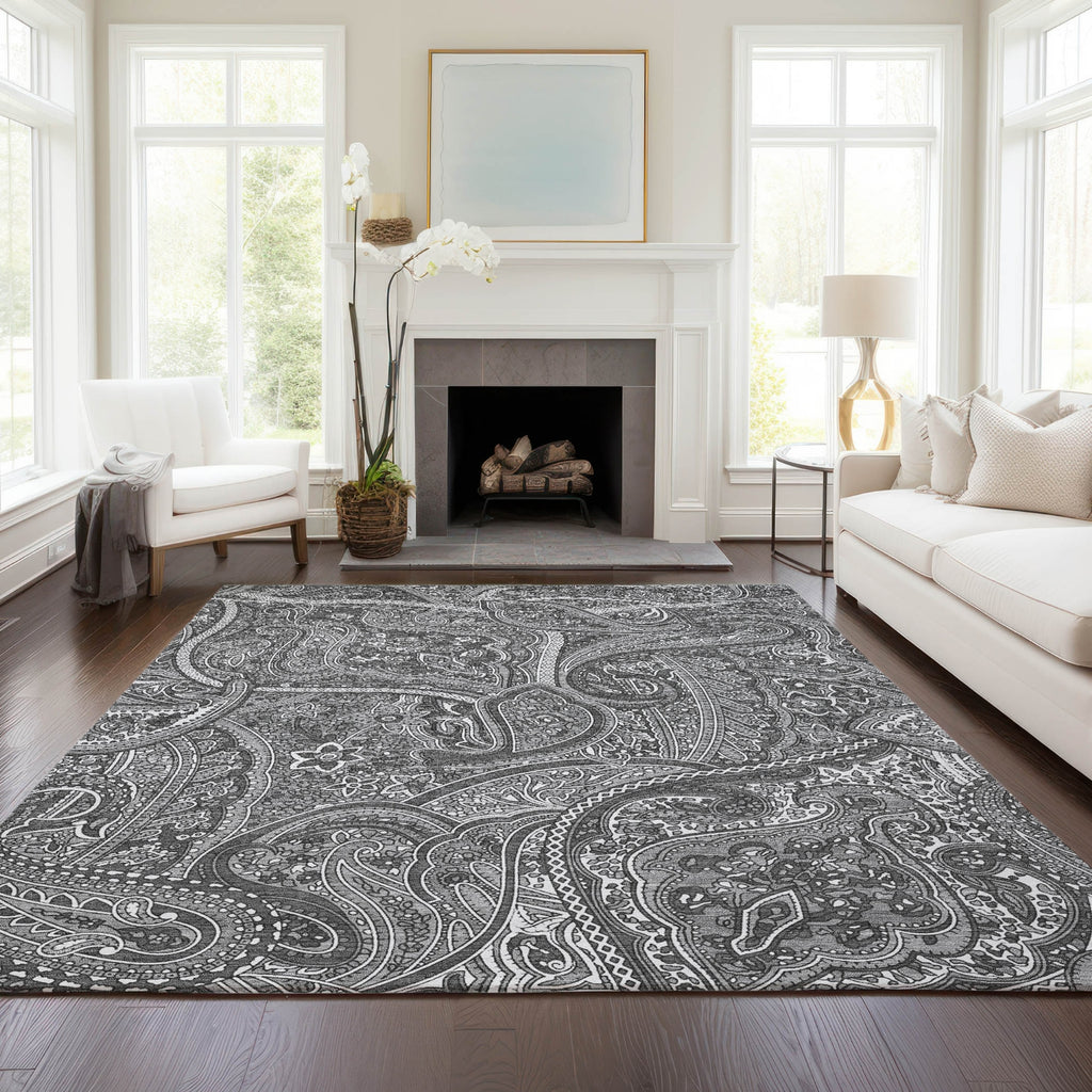 Piper Looms Chantille Paisley ACN623 Gray Area Rug Lifestyle Image Feature