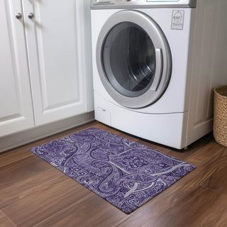 Piper Looms Chantille Paisley ACN623 Purple Area Rug