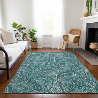 Piper Looms Chantille Paisley ACN623 Teal Area Rug