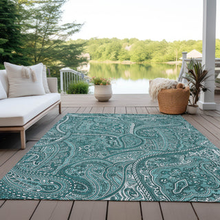 Piper Looms Chantille Paisley ACN623 Teal Area Rug