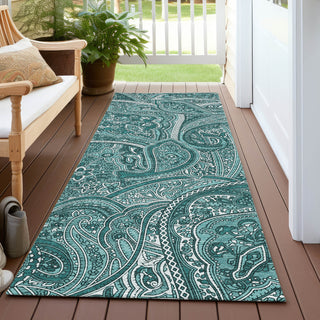 Piper Looms Chantille Paisley ACN623 Teal Area Rug