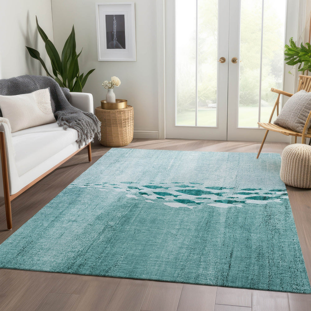 Piper Looms Chantille Nautical ACN627 Teal Area Rug Lifestyle Image Feature