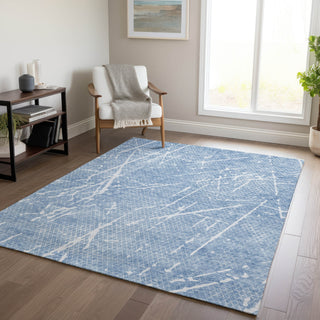 Piper Looms Chantille Lines ACN628 Blue Area Rug Lifestyle Image Feature