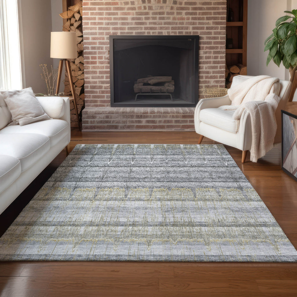 Piper Looms Chantille Stripes ACN629 Gray Area Rug Lifestyle Image Feature