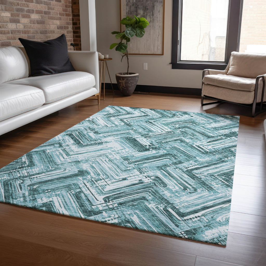 Piper Looms Chantille Modern ACN630 Teal Area Rug- Featured