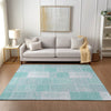 Piper Looms Chantille Patchwork ACN631 Aqua Area Rug Lifestyle Image Feature