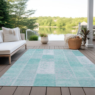 Piper Looms Chantille Patchwork ACN631 Aqua Area Rug