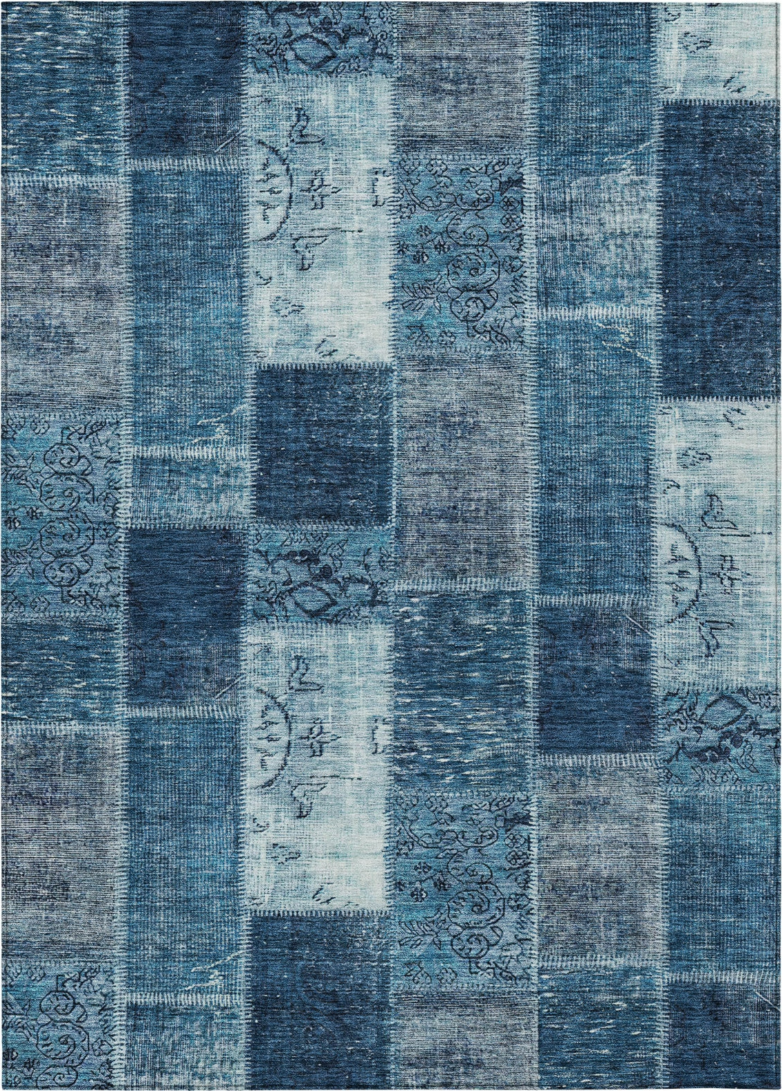 Piper Looms Chantille Patchwork ACN631 Blue Area Rug