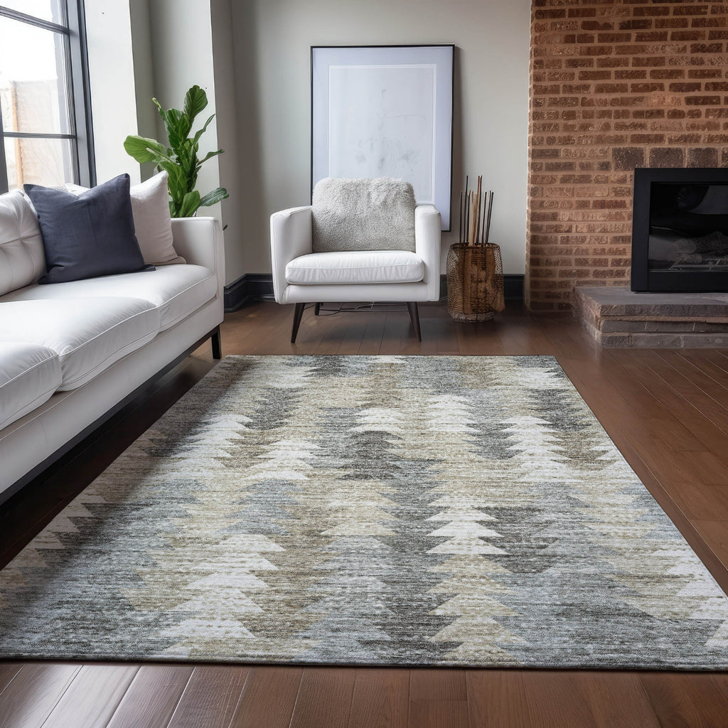 Piper Looms Chantille Modern ACN632 Taupe Area Rug Lifestyle Image Feature